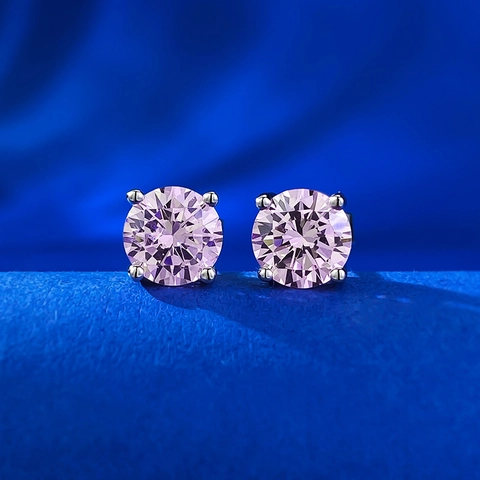 Mujing Gioielli Orecchini a Bottone in Argento Sterling S925 Con Strass Taglio Rotondo Classici Quattro Griffe Brillanti Per Donna Unisex