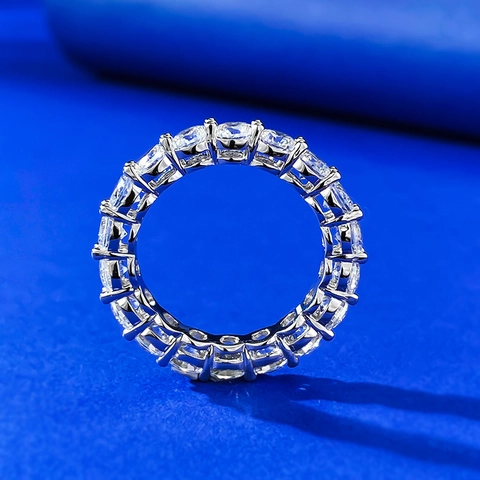S925 Sterling Zilver Strass Eternity Ring Voor Vrouwen Eenvoudig Mode Sprankelende Trouwring Sieraden Cadeau Commuter Hand Accessoires