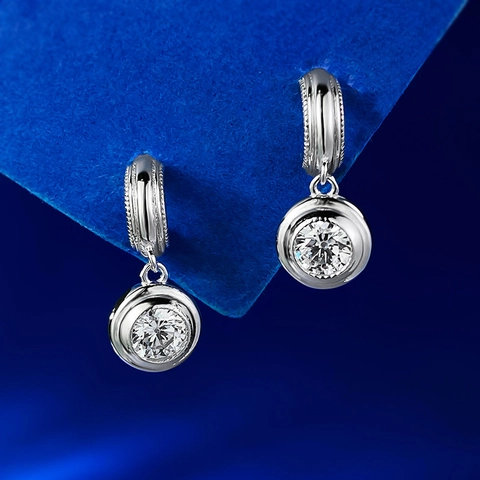 925 Sterling Zilveren Bellen Oorknopjes Fonkelende Strass Geometrische Ronde Oorbellen Voor Vrouwen Mode Sieraden Cadeau