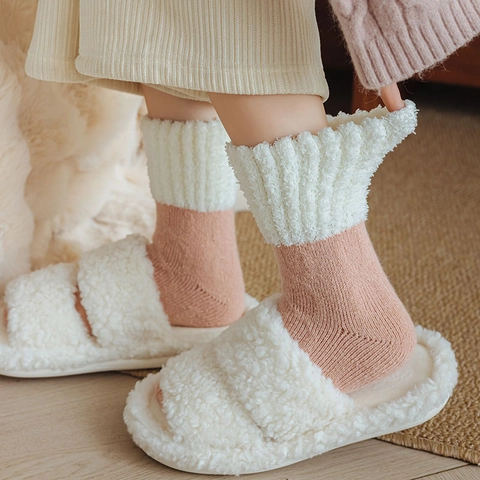 Damen Winter Dicke Thermosocken Aus Kaschmir Sherpa Fleece Gefüttert Zopfmuster Crew Socken Warme Indoor Home Bodensocken Schlafsocken