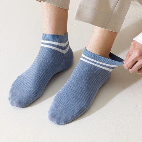 Men Cotton Boat Socks Striped Low Cut No Show Invisible Socks Breathable Summer Casual Cotton Socks For Men