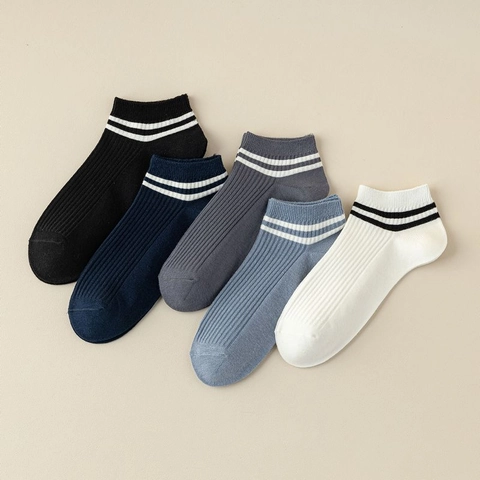 Men Cotton Boat Socks Striped Low Cut No Show Invisible Socks Breathable Summer Casual Cotton Socks For Men