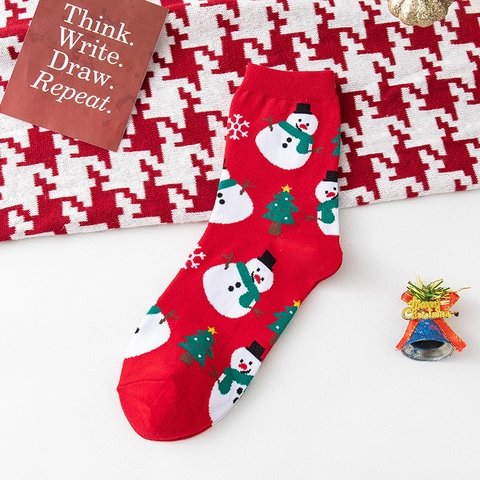 Christmas Socks Women Men Winter Warm Mid-Calf Socks Cute Cartoon Santa Claus Reindeer Snowman Festive Holiday Gift