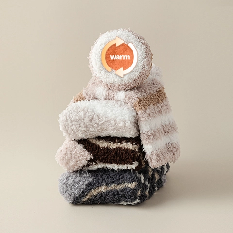 Unisex Winter Verdikt Gestreepte Koraalvlies Vloersokken Warm Zacht Thuis Slaap Middenbuis Sokken Voor Mannen Vrouwen Casual