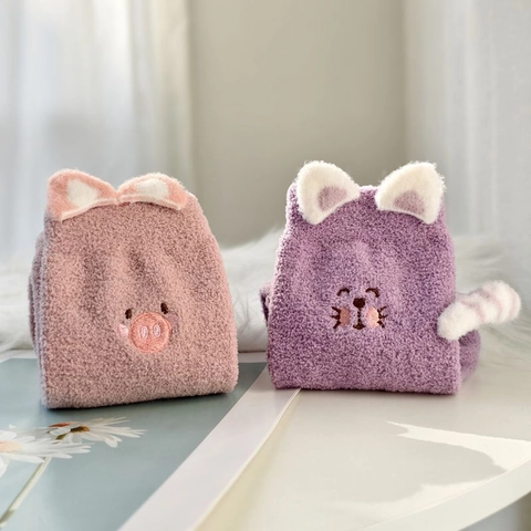 Calze Termiche Peluche Invernali da Donna Jacquard Cartone Animato Calze da Notte Morbide per Casa Quotidiano Casual Spesse