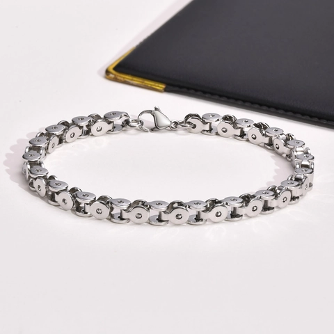 Herren Industrieller Edelstahl Fahrradketten Armband Silber Mechanischer Biker Stil Handschmuck Mode Geschenk Für Männer