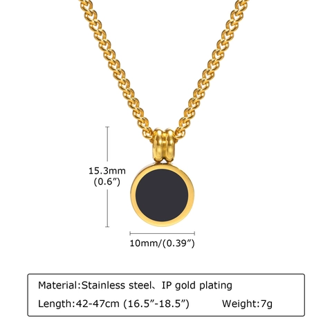 Minimalist Stainless Steel Gold Plated Necklace For Women Round Black Enamel Geometric Pendant Jewelry Fashion Choker Accessory