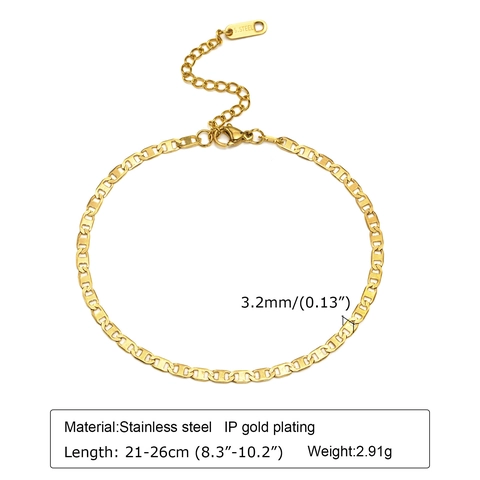 Mode Damen Edelstahl Vergoldet Ankerkette Fußkettchen Minimalistisch Verstellbar Sommer Strand Körperschmuck Fußkettchen