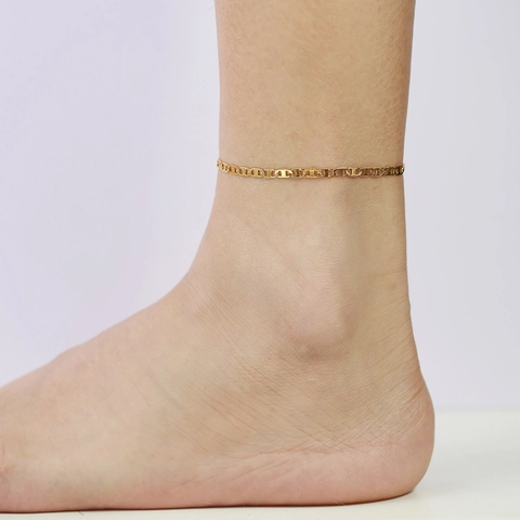 Mode Damen Edelstahl Vergoldet Ankerkette Fußkettchen Minimalistisch Verstellbar Sommer Strand Körperschmuck Fußkettchen