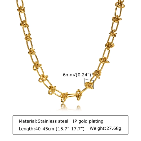 Collana a Catena Minimalista in Acciaio Inossidabile con Nodo Per Donna Oro Girocollo a Maglie Geometriche Gioielli Vintage