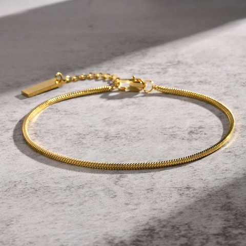 Bracciale a Catena di Serpente Quadrata in Acciaio Inossidabile Minimalista Oro Argento Placcato Catena Liscia Uomo Donna Gioielli Cavigliera