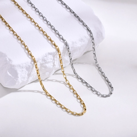 Collana a Catena Veneziana in Acciaio Inossidabile Minimalista da Donna Maglia Quadrata Geometrica Placcata Oro Argento Gioielli Moda