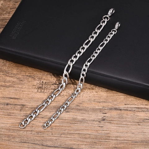 Bracciale da Uomo in Acciaio Inossidabile con Maglia Figaro Lucido Hip Hop Moda Catena 3-1 Gioielli per Uso Quotidiano Regalo