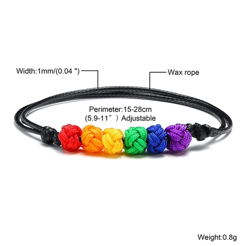 Handgefertigtes Regenbogen Geknüpftes Wachsschnur Armband Verstellbares Mehrfarbiges Gewebtes Seil Freundschaftsarmband Pride Schmuck Geschenk