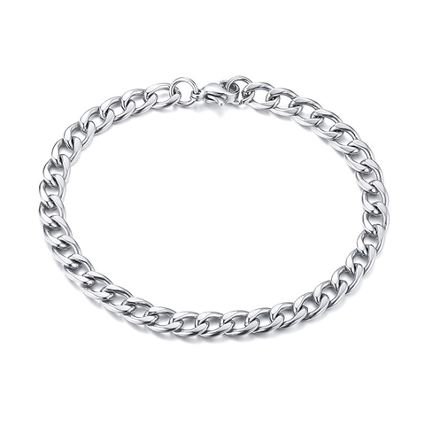Bracciale Minimalista in Acciaio Inossidabile a Catena Cubana Per Uomo Unisex Lucido Gioielli di Moda Regalo di Compleanno