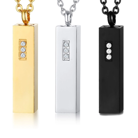 Collana con Ciondolo per Urne in Acciaio Inossidabile per Ceneri Gioielli Commemorativi con Zirconia Cilindro Apribile per Donna Uomo