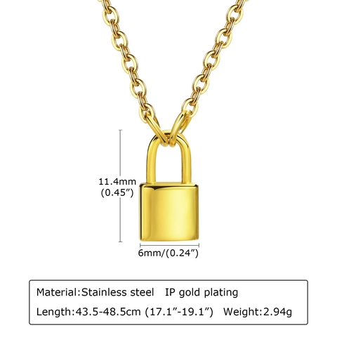Collana con Ciondolo a Lucchetto in Acciaio Inossidabile Oro Minimalista per Donna Gioielli di Moda Personalizzati Regalo