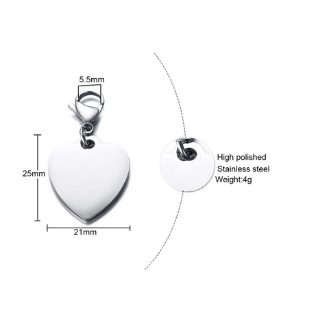 Portachiavi a Cuore in Acciaio Inossidabile per Donna Pendente a Cuore d'Amore Altamente Lucido Charm per Borsa Accessori Gioielli DIY