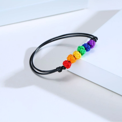 Handgefertigtes Regenbogen Geknüpftes Wachsschnur Armband Verstellbares Mehrfarbiges Gewebtes Seil Freundschaftsarmband Pride Schmuck Geschenk