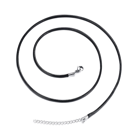 Collana in Corda Cerata Nera Minimalista Con Chiusura a Moschettone in Acciaio Inossidabile Catena di Estensione Fai-da-Te Donna Uomo
