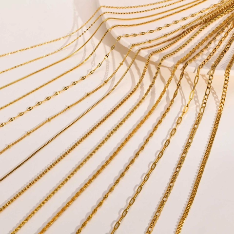 Collier Chaîne en Acier Inoxydable Minimaliste Couleur Or Acier Chaîne Serpent Chaîne en O Chaîne Boîte Bijoux Femme