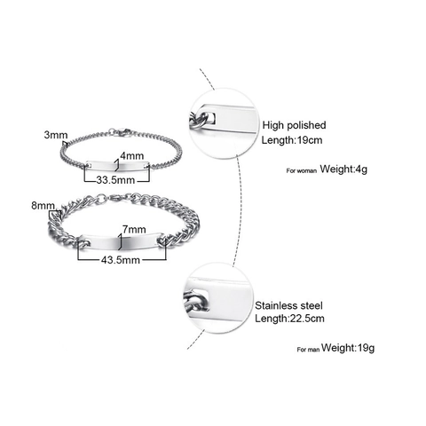 Minimalist Stainless Steel Curved ID Plate Bracelet For Women Men Curb Chain High Polished Silver Gold Black Jewelry Gift
