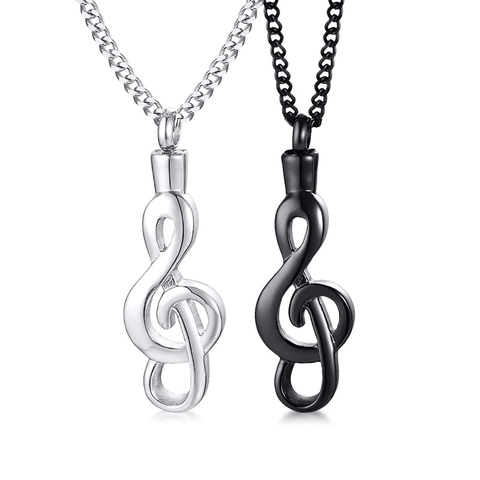 Stainless Steel Music Note Treble Clef Cremation Urn Necklace For Ashes Memorial Pendant Memorial Jewelry For Men Women Unisex