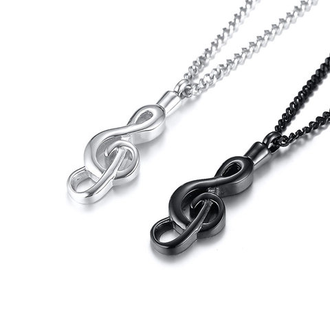 Stainless Steel Music Note Treble Clef Cremation Urn Necklace For Ashes Memorial Pendant Memorial Jewelry For Men Women Unisex