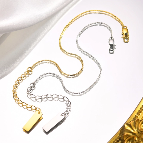 Bracciale a Barra in Acciaio Inossidabile Minimalista da Donna Catena Sottile Ciondolo Rettangolare Gioielli Regolabili Regalo