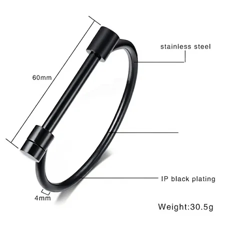 Bracciale Rigido Minimalista in Acciaio al Titanio con Fibbia a Ferro di Cavallo per Donna Bracciale in Acciaio Inossidabile Lucido