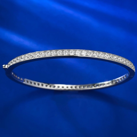 925 Sterlingsilber Pavé Strass Armreif Für Damen Eleganter Einreihiger Full Diamond Armband Mode Exquisiter Minimalistischer Schmuck