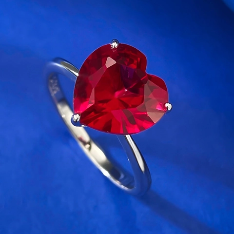 925 Sterlingsilber Herz Ring Für Damen Eleganter Roter Strass Eingelegtes Herzförmiges Band Jahrestag Hochzeit Schmuck Geschenk