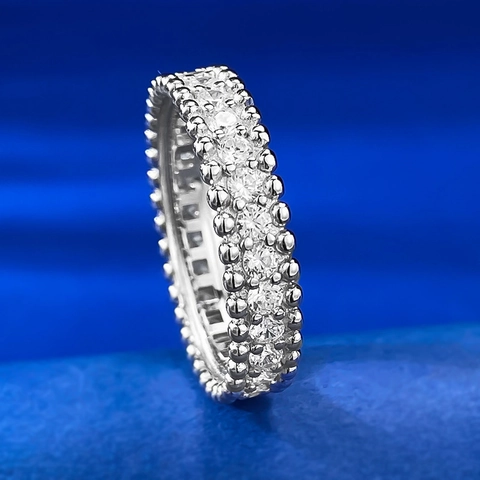 925 Sterling Zilveren Minimalistische Eternity Ring Met Enkele Rij Strass En Milgrain Rand Verlovings Trouwring Voor Dames Sieraden