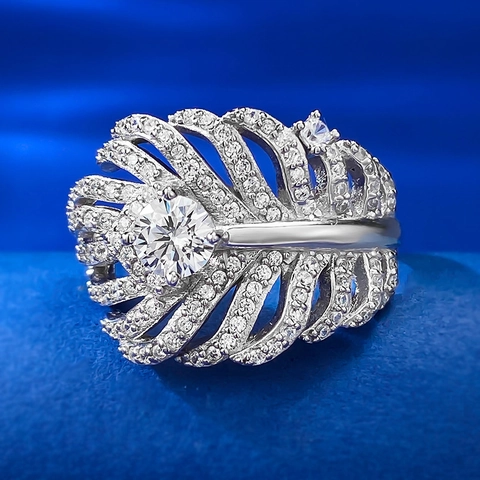 925 Sterling Zilver Blad Veer Ring Voor Vrouwen Luxe Strass Ingelegde Elegant Mode Forens Sieraden Vinger Ring Cadeau