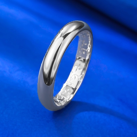 Minimalist 925 Sterling Silver Ring High Polish Mirror Finish White Rhinestone Inlaid Unisex Stackable Band Ring Fashion Jewelry