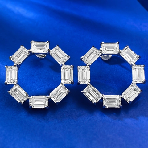 Elegante Geometrische Quadratische Ohrstecker Mit 925 Sterlingsilber Ohrstecker-Stift Weiß Strass Damen Leichter Luxus Schmuck
