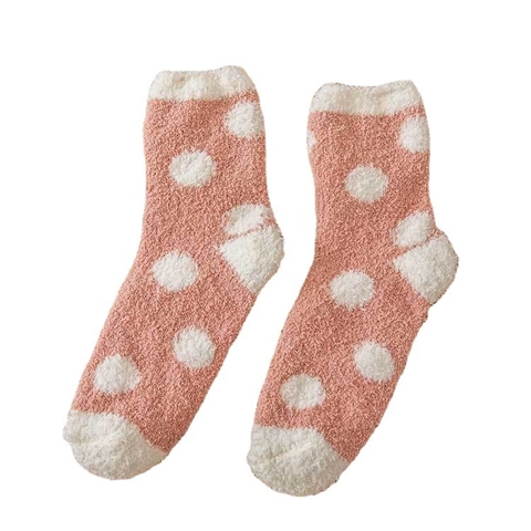 Calze da Casa in Pile di Corallo Calde da Donna Calze da Notte Invernali Spesse Jacquard a Pois a Righe Morbide Calze da Interno