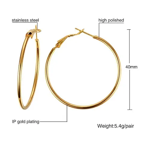 Orecchini a Cerchio Minimalisti in Acciaio Inossidabile Donna Stile Coreano Lucidati Tondi Oro Argento Gioielli Moda