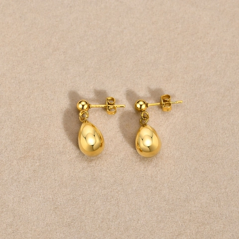 Minimalistischer Wassertropfen Schmuck 18K Vergoldetes Messing Edelstahl Ohrringpfosten Wassertropfen Anhänger Schlangenkette Halskette Für Damen