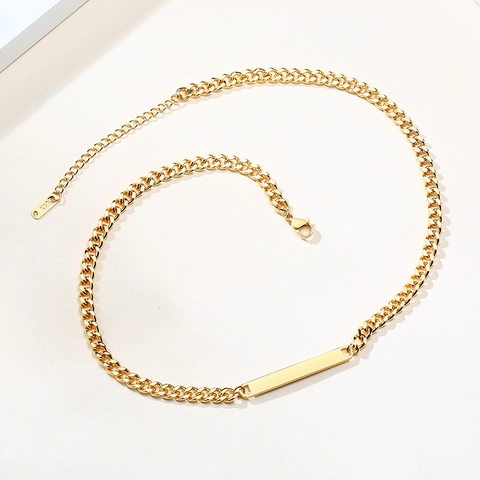 Collana con Ciondolo a Barra in Acciaio Inossidabile Minimalista Placcata in Oro 18K Catena Barbazzale Gioielli da Donna