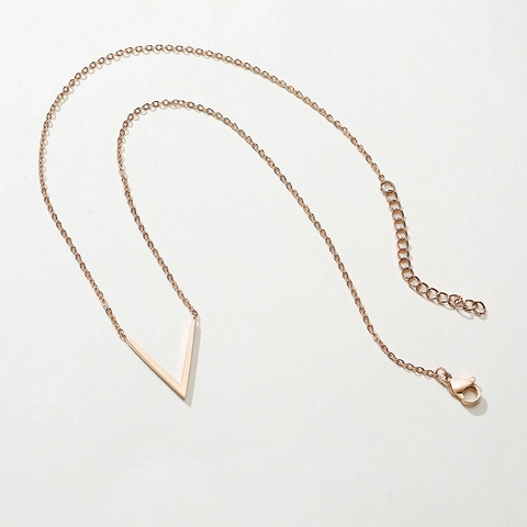 Minimalistische Edelstahl V Form Anhänger Halskette Roségold Polierter Geometrischer Schmuck Für Damen Alltag Party Accessoires