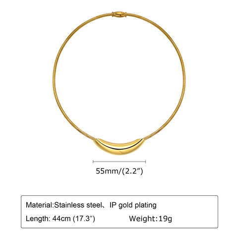 Moda Oro Acciaio Inossidabile Tubo Curvo Pendente Girocollo Collana Elegante Catena a Serpente Gioielli Geometrici per Donna