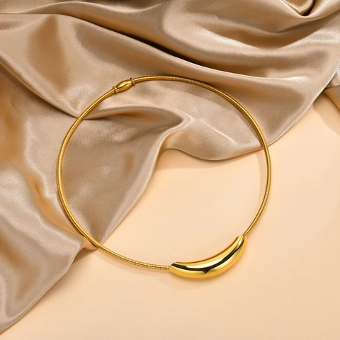 Moda Oro Acciaio Inossidabile Tubo Curvo Pendente Girocollo Collana Elegante Catena a Serpente Gioielli Geometrici per Donna