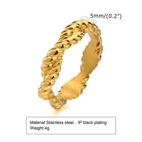Minimalist Stainless Steel Twisted Braid Ring For Women Gold Plated Geometric Fashion Band Ring Daily Finger Jewelry Gift