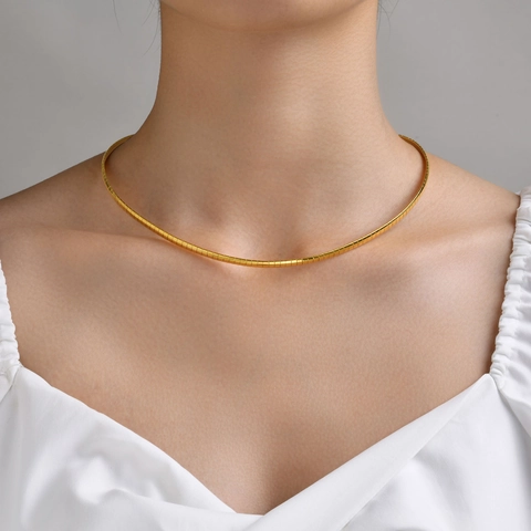 Minimalist Stainless Steel Flat Snake Chain Choker Necklace For Women Gold Plated Geometric Fashion Jewelry Accessary