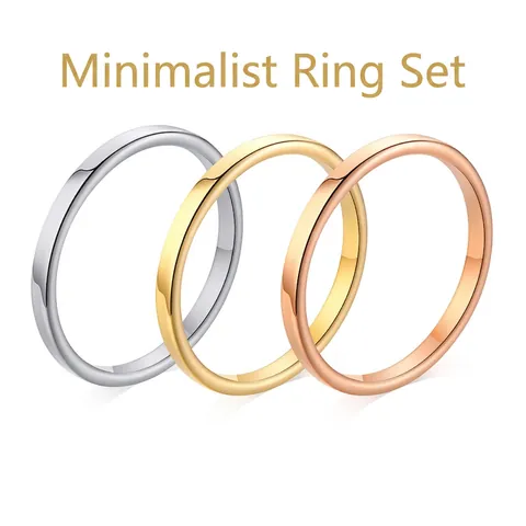 Anello in Acciaio Inossidabile Minimalista per Donna Lucidato a Specchio Sottile Anello a Fascia Gioielli alla Moda
