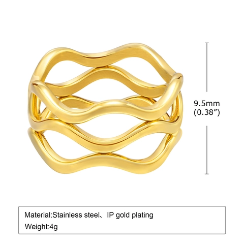 Minimalist Stainless Steel Wavy Ring Multi Layer Irregular Intertwined Band Fashion Hollow Out Three Ring Finger Jewelry For Women