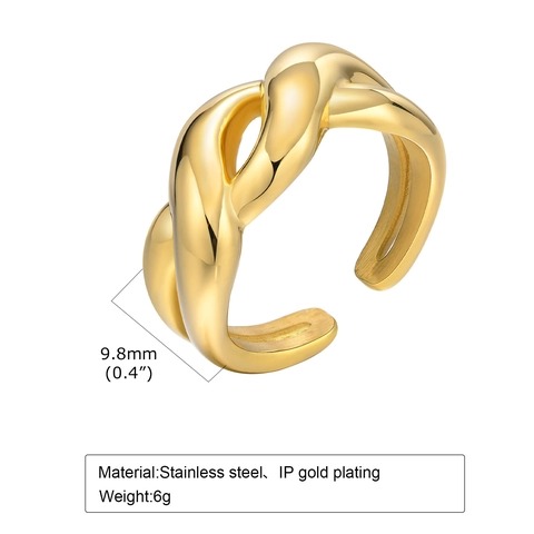 Fashion Stainless Steel Open Twist Knot Ring For Women Gold Plated Adjustable Minimalist Infinity Geometric Finger Ring Trendy Jewelry