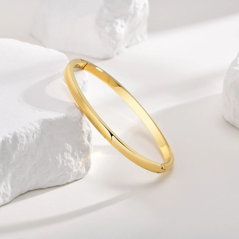 Bracciale Rigido Semplice in Acciaio Inossidabile Minimalista per Donna Lucidato a Specchio Apertura a Cerniera Argento Gioielli