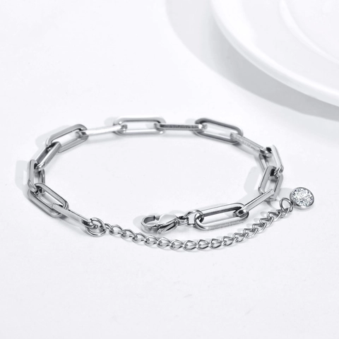 Minimalistisches Edelstahl Büroklammer Gliederkette Armband Für Damen Verstellbarer Gold Silber Strass Anhänger Schmuck